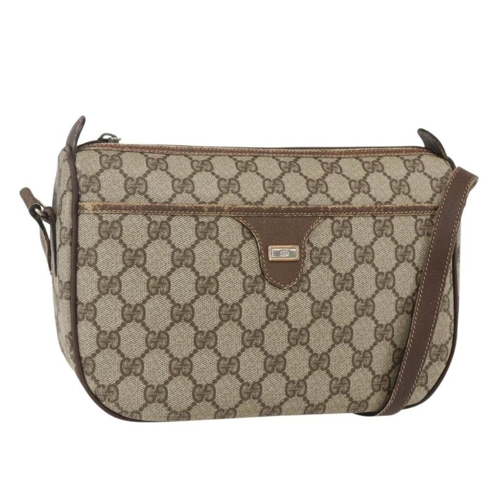 Authentic GUCCI GG Supreme Shoulder Bag PVC Beige Gold 001 115 6106